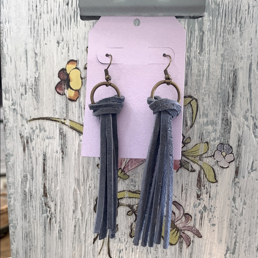 Elegant Blue Tassel Earrings